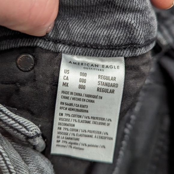 American eagle stretch mom jeans size 000 charcoal grey  wash - Picture 6 of 8